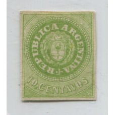 ARGENTINA 1862 GJ 11 ESCUDITO DE 10 Cts.ESTAMPILLAS NUEVA MUY RARA DE PERFECTA CONDICION U$ 1100